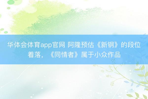 华体会体育app官网 阿隆预估《新钢》的段位着落,《同情者》属于小众作品