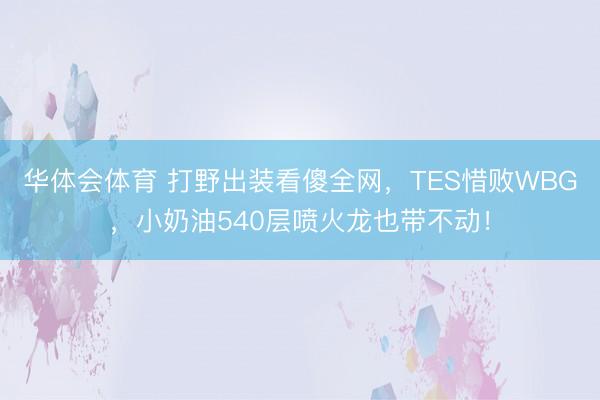 华体会体育 打野出装看傻全网,TES惜败WBG,小奶油540层喷火龙也带不动!