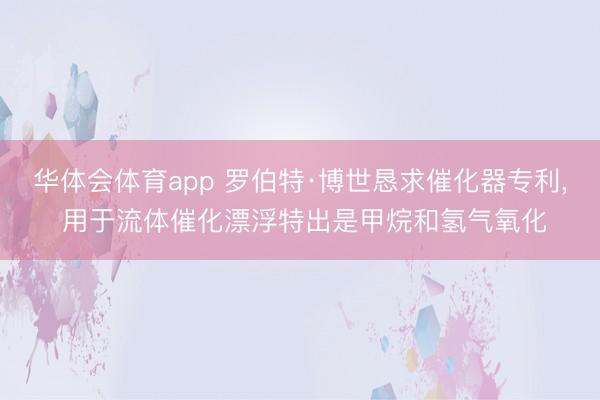 华体会体育app 罗伯特·博世恳求催化器专利， 用于流体催化漂浮特出是甲烷和氢气氧化