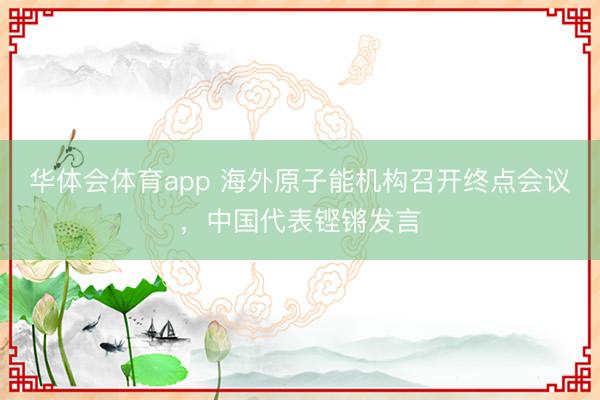 华体会体育app 海外原子能机构召开终点会议，中国代表铿锵发言