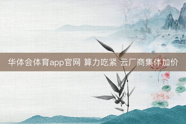 华体会体育app官网 算力吃紧 云厂商集体加价