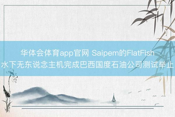 华体会体育app官网 Saipem的FlatFish水下无东说念主机完成巴西国度石油公司测试举止