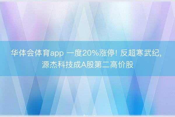 华体会体育app 一度20%涨停! 反超寒武纪， 源杰科技成A股第二高价股