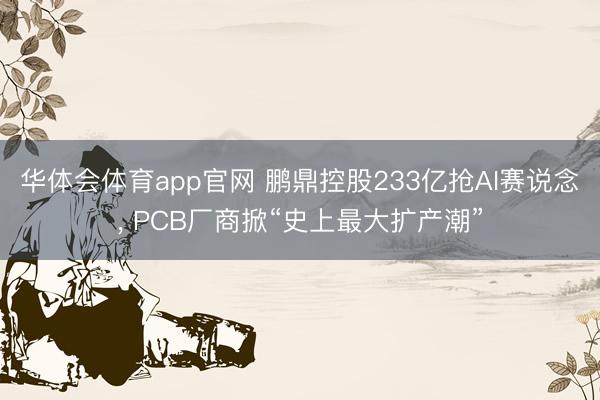 华体会体育app官网 鹏鼎控股233亿抢AI赛说念， PCB厂商掀“史上最大扩产潮”