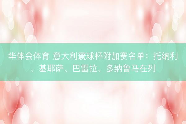 华体会体育 意大利寰球杯附加赛名单：托纳利、基耶萨、巴雷拉、多纳鲁马在列