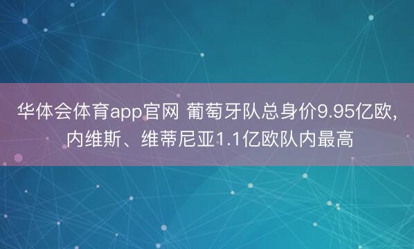 华体会体育app官网 葡萄牙队总身价9.95亿欧， 内维斯、维蒂尼亚1.1亿欧队内最高