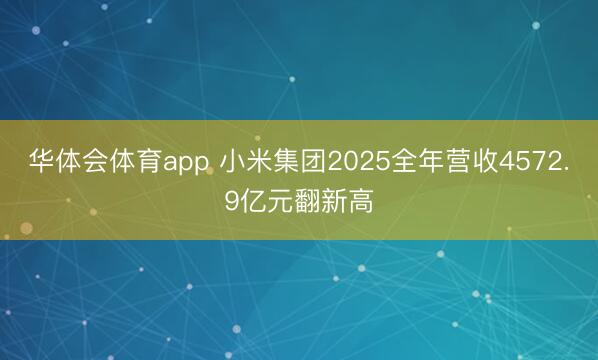 华体会体育app 小米集团2025全年营收4572.9亿元翻新高