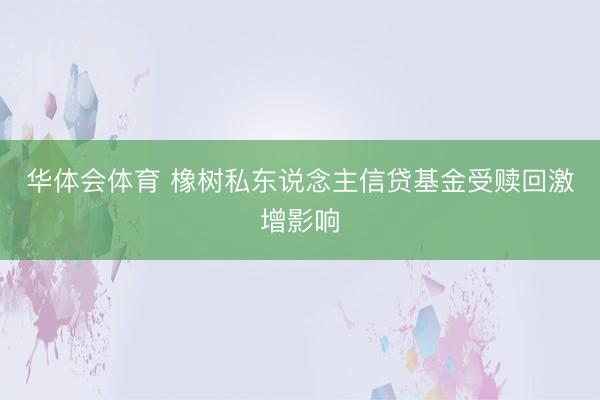 华体会体育 橡树私东说念主信贷基金受赎回激增影响