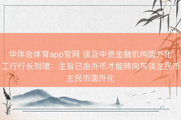 华体会体育app官网 谈及中资金融机构国外化计谋，工行行长刘珺：主旨已由外币才能转向东谈主民币国外化