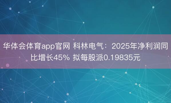 华体会体育app官网 科林电气：2025年净利润同比增长45% 拟每股派0.19835元