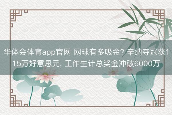 华体会体育app官网 网球有多吸金? 辛纳夺冠获115万好意思元， 工作生计总奖金冲破6000万