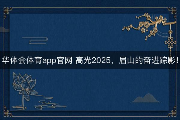华体会体育app官网 高光2025，眉山的奋进踪影！
