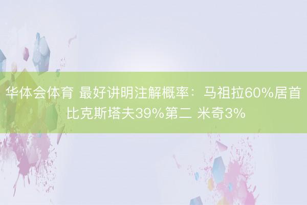 华体会体育 最好讲明注解概率：马祖拉60%居首 比克斯塔夫39%第二 米奇3%