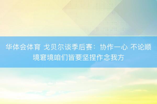 华体会体育 戈贝尔谈季后赛：协作一心 不论顺境窘境咱们皆要坚捏作念我方