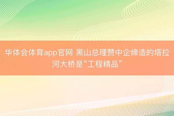 华体会体育app官网 黑山总理赞中企缔造的塔拉河大桥是“工程精品”