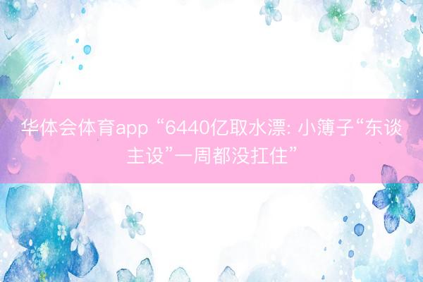 华体会体育app “6440亿取水漂: 小簿子“东谈主设”一周都没扛住”