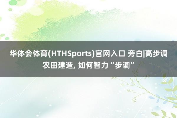 华体会体育(HTHSports)官网入口 旁白|高步调农田建造， 如何智力“步调”