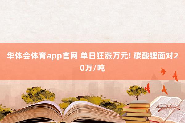 华体会体育app官网 单日狂涨万元! 碳酸锂面对20万/吨