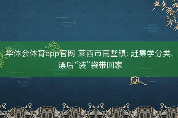 华体会体育app官网 莱西市南墅镇: 赶集学分类， 漂后“装”袋带回家