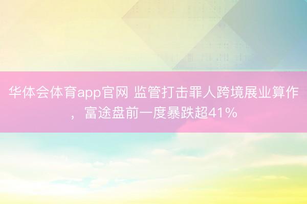 华体会体育app官网 监管打击罪人跨境展业算作，富途盘前一度暴跌超41%
