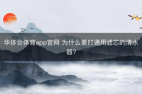 华体会体育app官网 为什么要打通用滤芯的清水器?