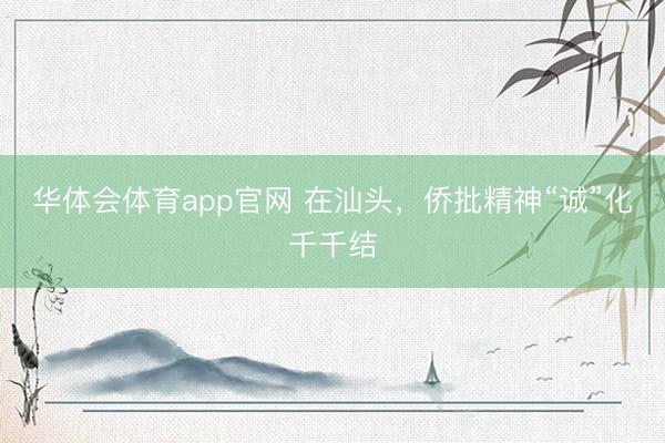 华体会体育app官网 在汕头，侨批精神“诚”化千千结